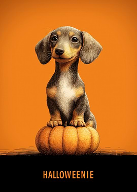 Halloweenie: Dachshund on Pumpkin