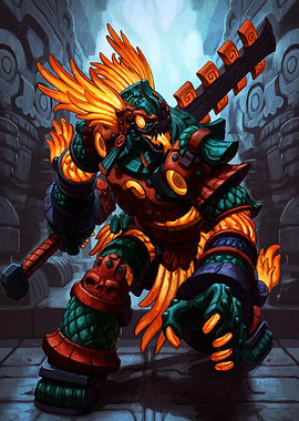 Aztec Warrior Digital Art Illustration