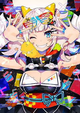 Anime Girl with Colorful Accessories