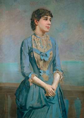 Portrait of a Woman in Blue Dress