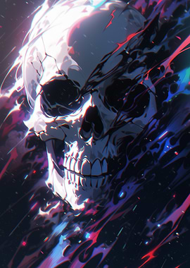 Abstract Skull with Colorful Energy
