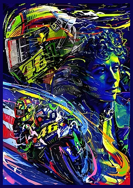 Valentino Rossi Motorcycle Racing Art