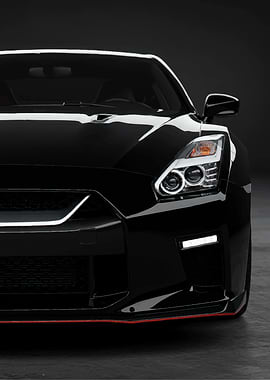Sleek Black Nissan GT-R Front View