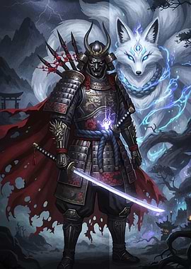 Samurai Warrior Nine-Tailed Fox Spirit