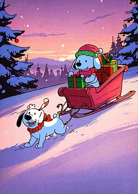 Christmas Dogs Sleigh Ride