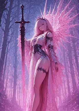 Pink Haired Warrior with Sword
