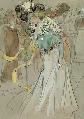 Elegant Woman in White Dress Painting