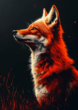 Fox Portrait on Dark Background