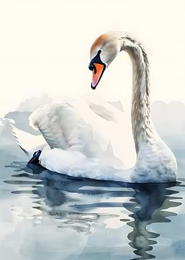 Elegant Swan Watercolor Painting