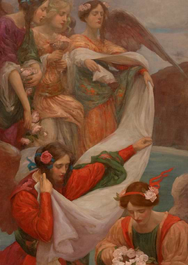 Angelic Figures with Roses Painting