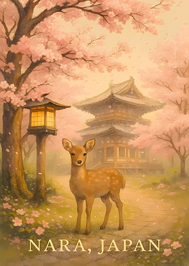 Nara, Japan: Deer and Cherry Blossoms