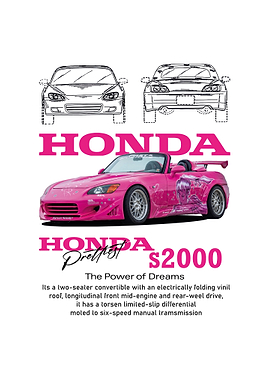Honda S2000 Pink Car Poster