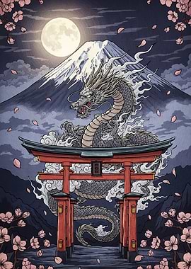 Dragon Torii Gate Mount Fuji
