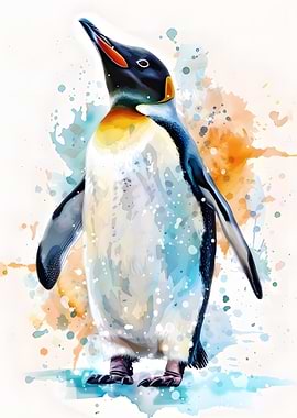 Watercolor Penguin Illustration