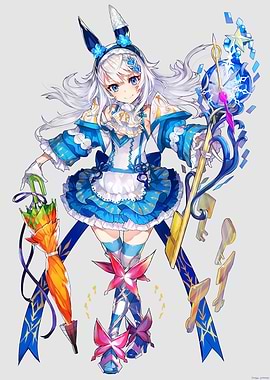 Anime Girl with Bunny Ears and Staff