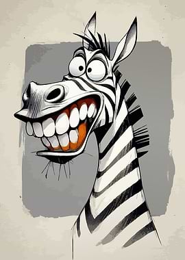Cartoon Zebra with Big Smile