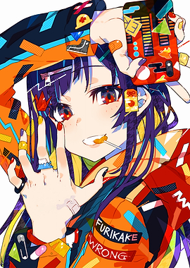 Anime Girl with Lollipop and Phone