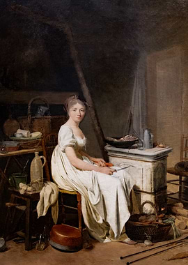 Woman Preparing Food in Rustic Kitchen