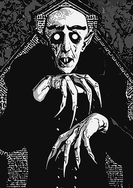 Creepy Vampire Portrait in Black and White