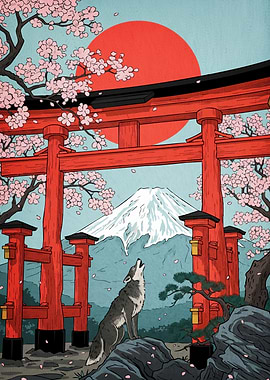 Japanese Landscape Wolf Torii Gate