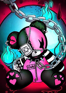 Emo Teddy Bear with Chains