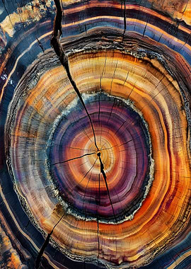 Colorful Tree Rings Abstract