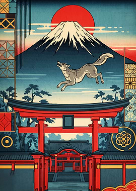 Japanese Landscape Wolf Torii Gate