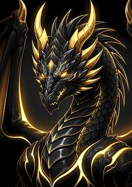 Black and Gold Dragon Portrait