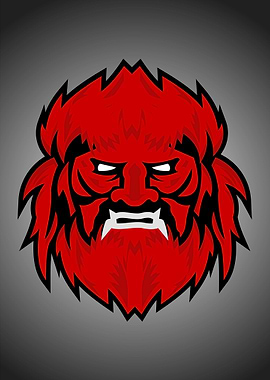 Red Oni Mask Mascot Logo