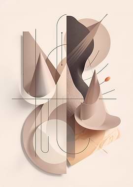 Abstract Geometric Composition in Neutral Tones