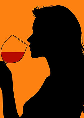 Silhouette of Woman Drinking Wine