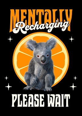 Mentally Recharging Koala with Orange Slice