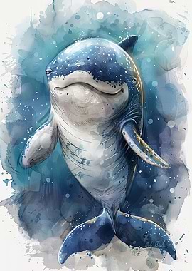 Watercolor Whale Illustration