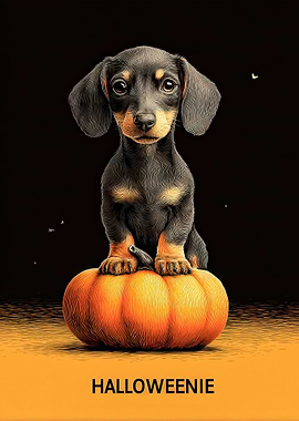 Dachshund Puppy on Pumpkin