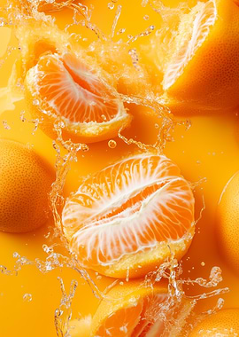 Tangerines in Water Splash