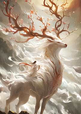 Mystical Deer Rider Blossoms