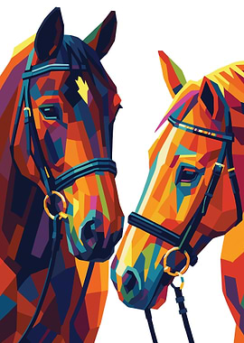 Colorful Horse Couple Portrait