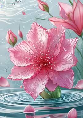 Pink Flower in Water