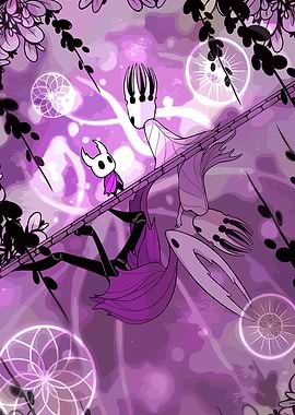 Hollow Knight characters in purple setting
