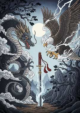Dragon versus Eagle Katana