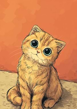 Cute Kitten with Big Eyes