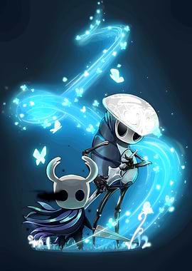 Hollow Knight characters with blue butterflies