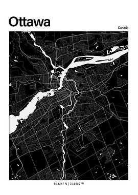 Ottawa Black and White Map