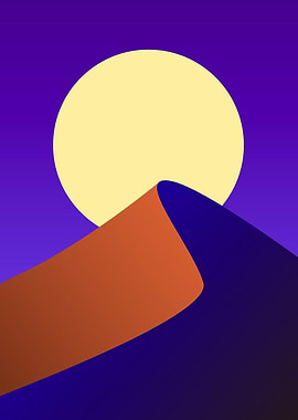 Minimalist Desert Landscape with Moon
