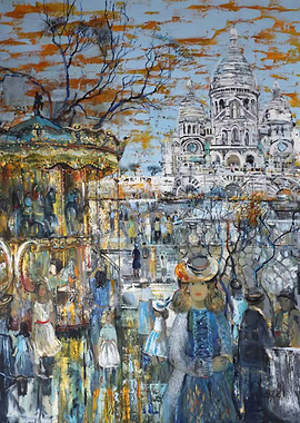 Parisian Scene with Sacré-Cœur Painting