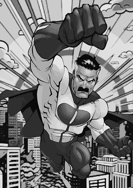 Omni-Man Black and White Comic Art