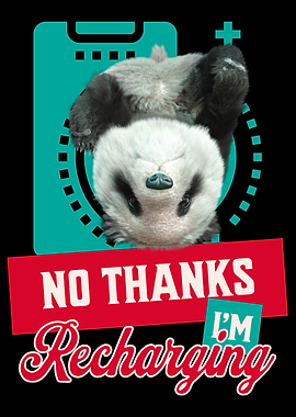 Panda Recharging Funny Graphic Design