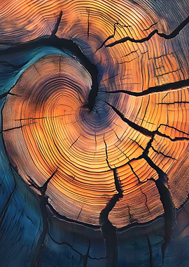 Tree trunk cross-section with growth rings
