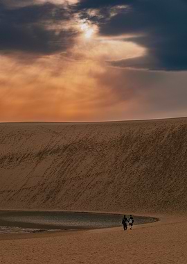 Sunset Walk in Tottori's Desert, Japan