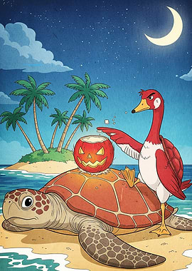 Halloween Turtle Goose Cartoon